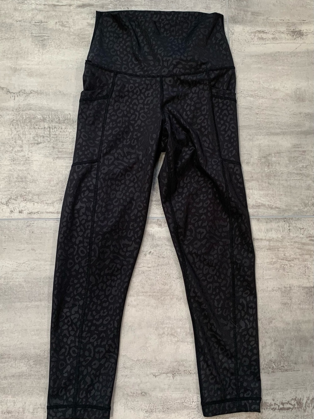 90 Degree By Reflex Black Leopard-Print High-Waist Leggings~ Like New!